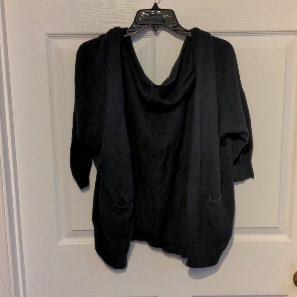 Cotton open front oversized sweater with front pockets